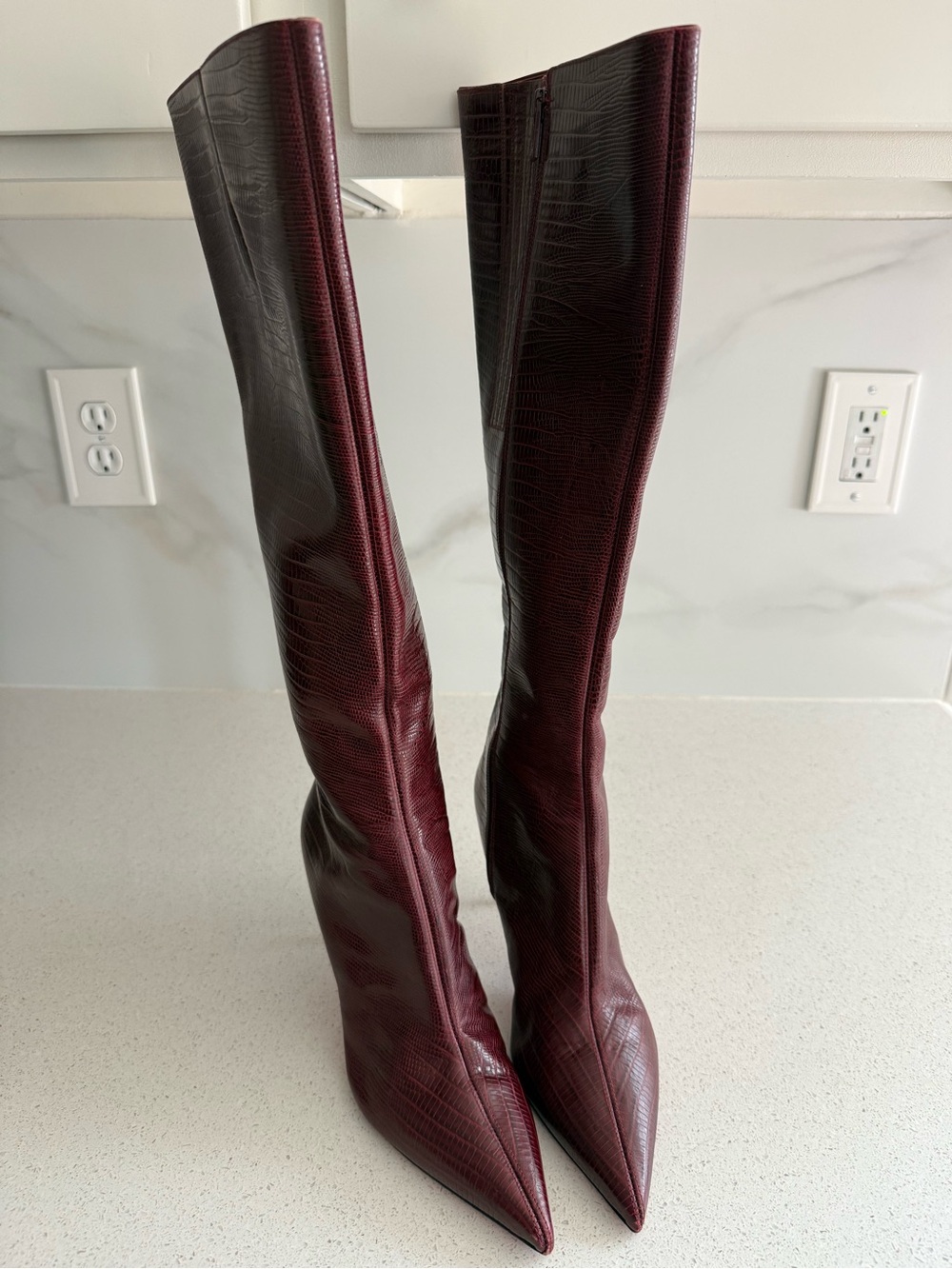 Christian Louboutin Kate Botta 85 Embossed Knee High Heel Boot EU 39 US 9 - Picture 2 of 8
